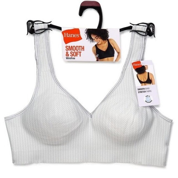 Hanes Other - Hanes‎ Ultimate ComfortFlex Fit Wireless Bra Gray Herringbone Medium NEW